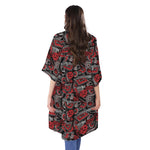 Grunge Graffiti Pattern Print Open Front Beach Cover Up