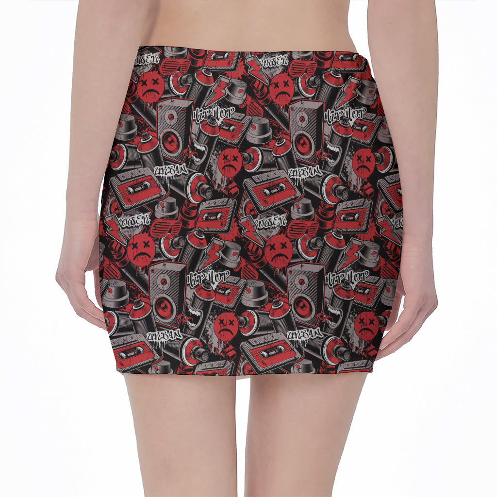 Grunge Graffiti Pattern Print Pencil Mini Skirt