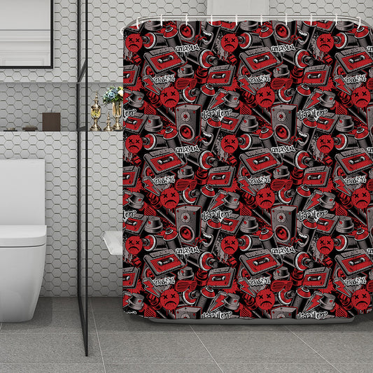 Grunge Graffiti Pattern Print Polyester Shower Curtain
