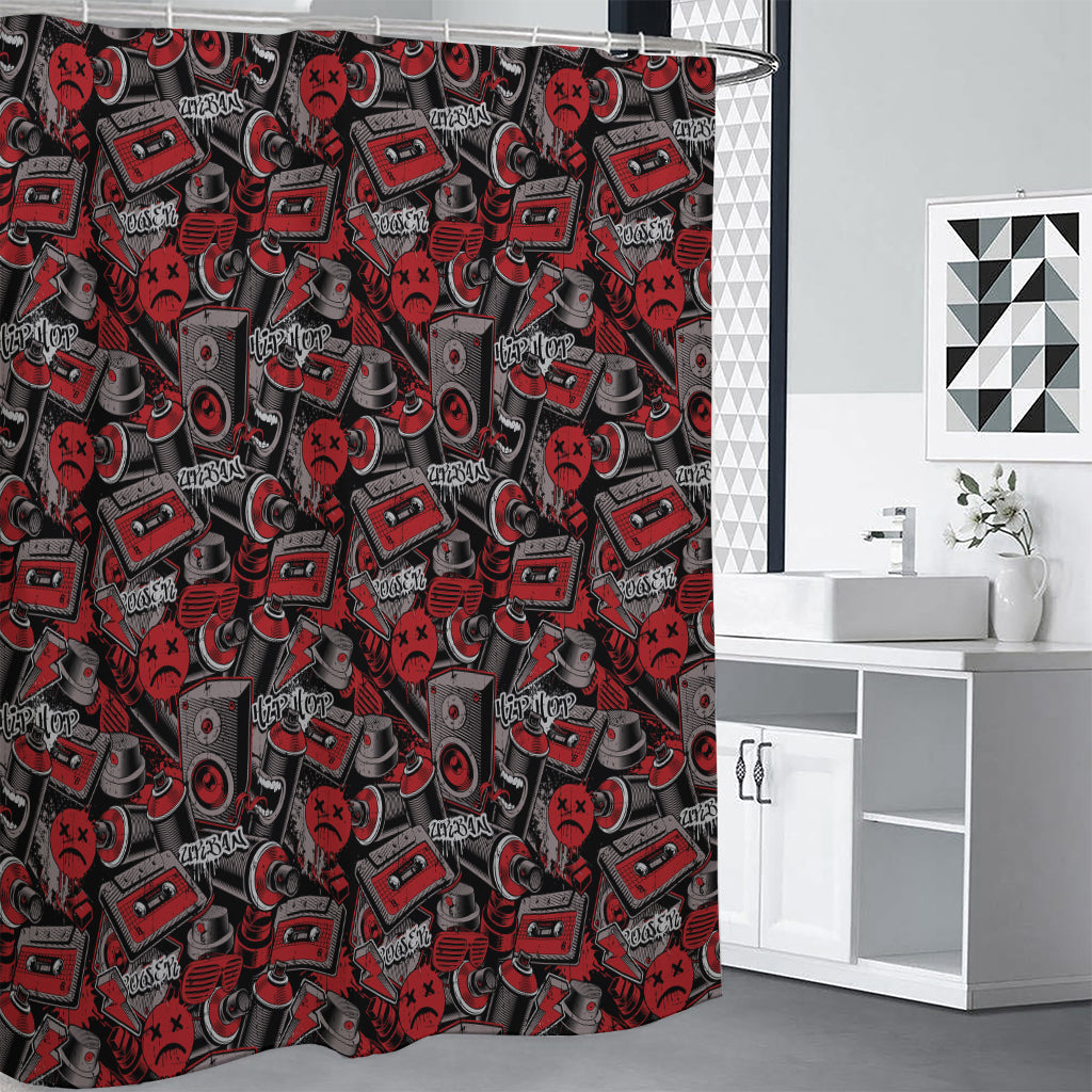 Grunge Graffiti Pattern Print Premium Shower Curtain