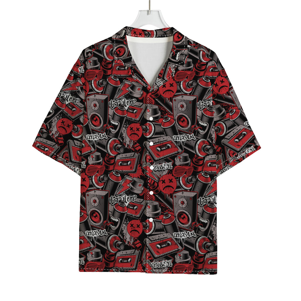 Grunge Graffiti Pattern Print Rayon Hawaiian Shirt