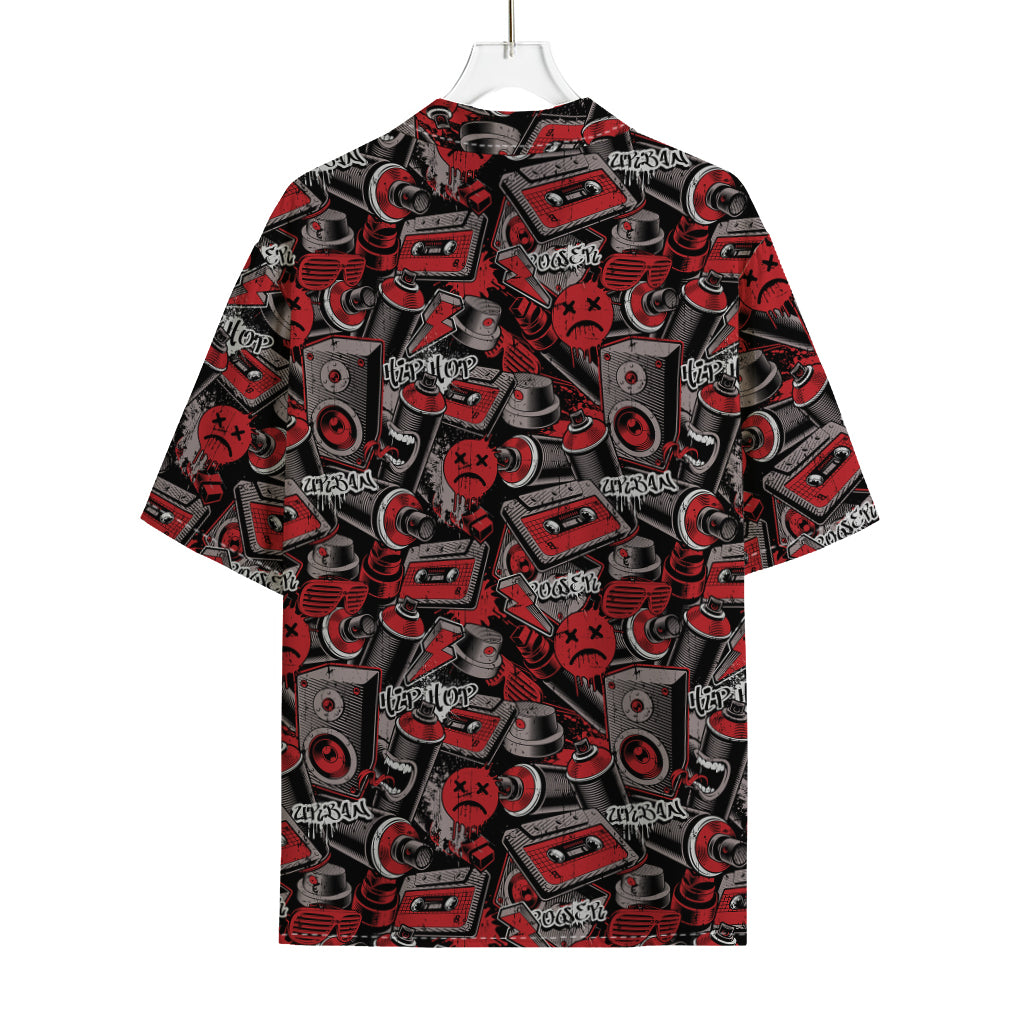 Grunge Graffiti Pattern Print Rayon Hawaiian Shirt