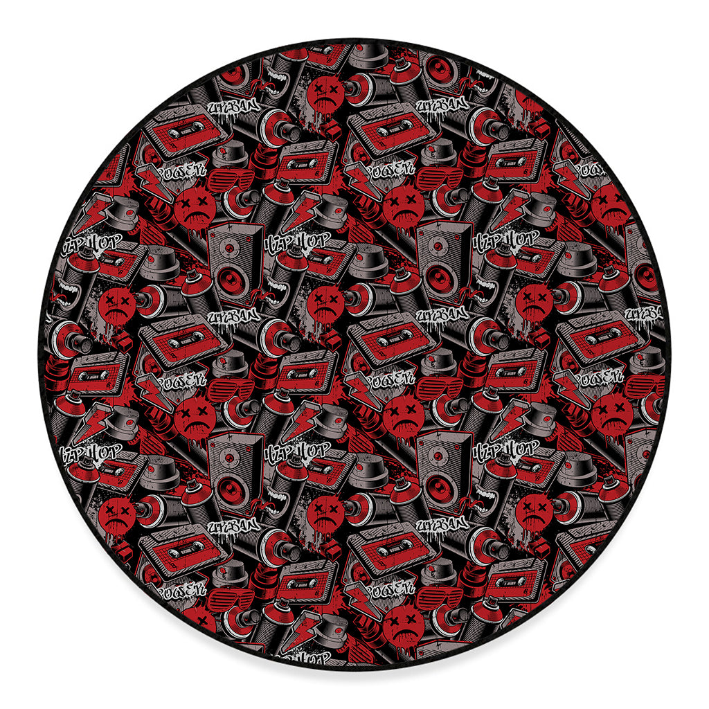 Grunge Graffiti Pattern Print Round Floor Mat