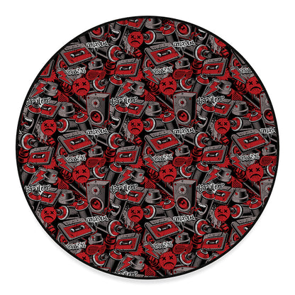 Grunge Graffiti Pattern Print Round Floor Mat
