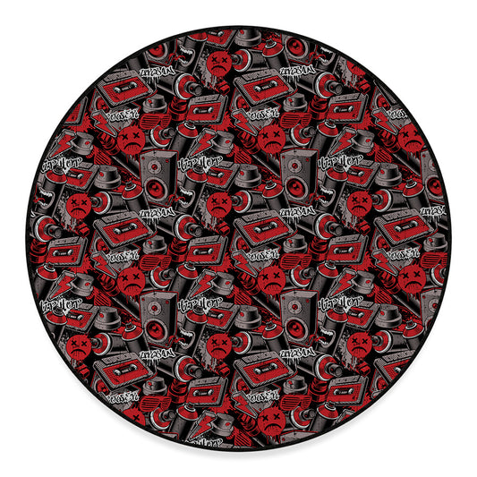 Grunge Graffiti Pattern Print Round Floor Mat