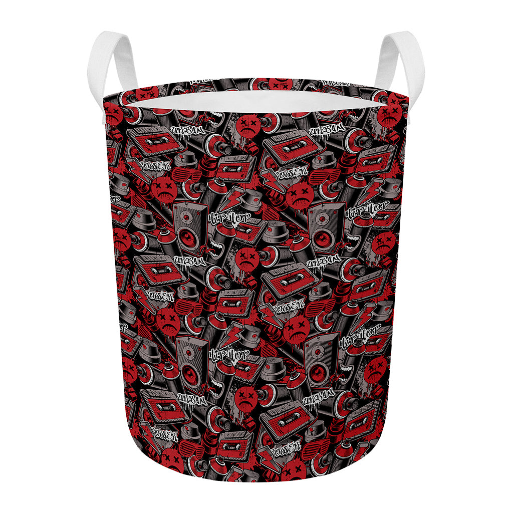 Grunge Graffiti Pattern Print Round Laundry Basket