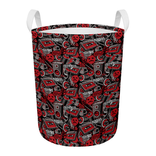 Grunge Graffiti Pattern Print Round Laundry Basket