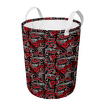 Grunge Graffiti Pattern Print Round Laundry Basket