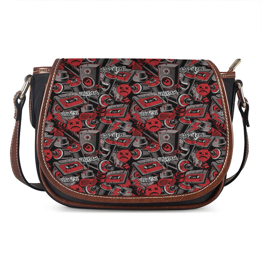 Grunge Graffiti Pattern Print Saddle Bag
