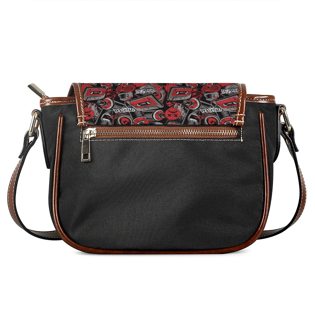 Grunge Graffiti Pattern Print Saddle Bag