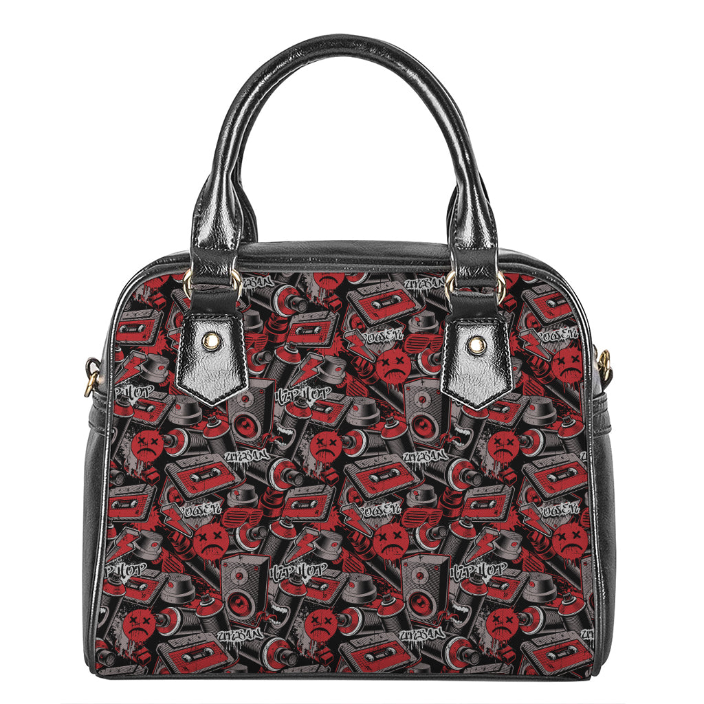 Grunge Graffiti Pattern Print Shoulder Handbag