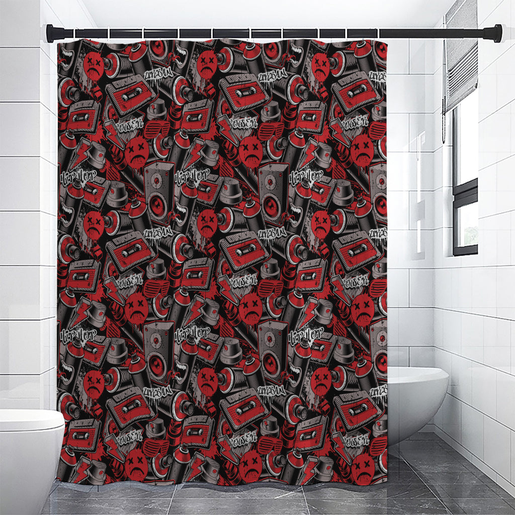 Grunge Graffiti Pattern Print Shower Curtain