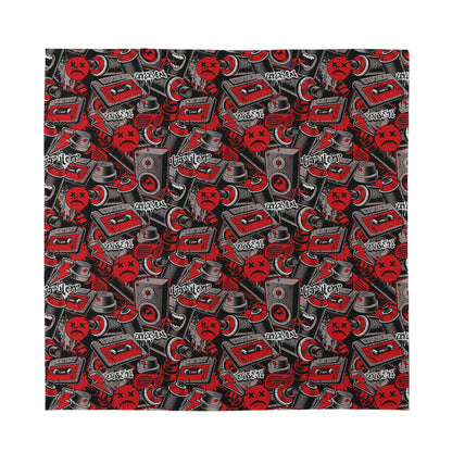 Grunge Graffiti Pattern Print Silk Bandana