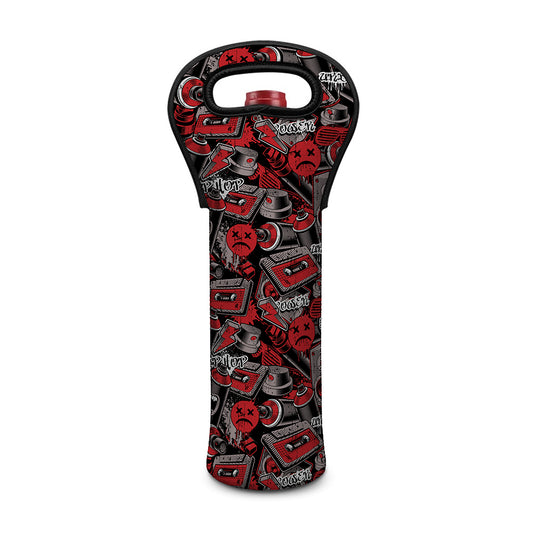 Grunge Graffiti Pattern Print Single Neoprene Wine Tote