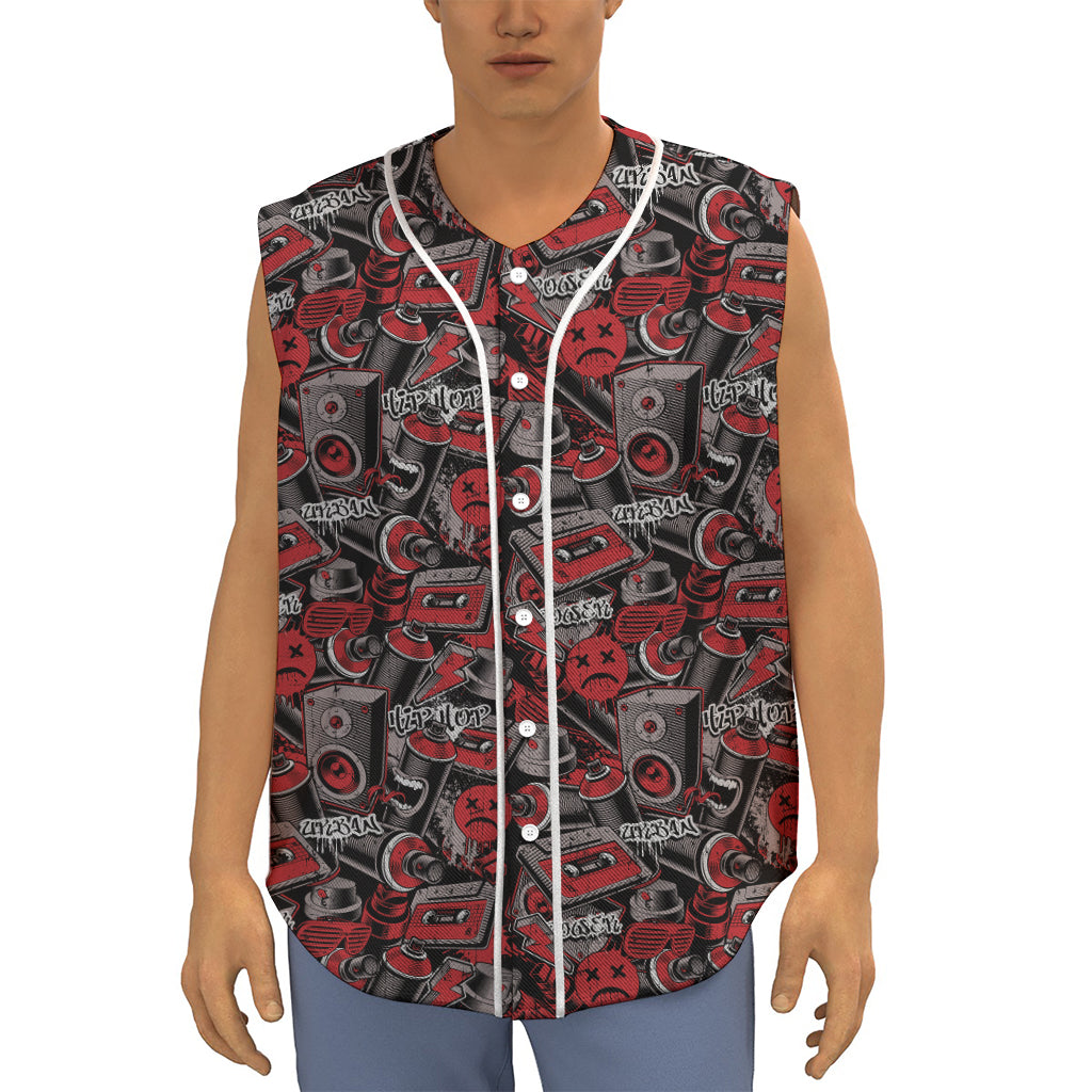 Grunge Graffiti Pattern Print Sleeveless Baseball Jersey