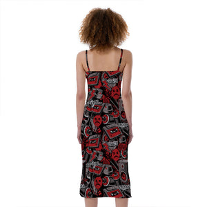 Grunge Graffiti Pattern Print Slim Fit Midi Cami Dress