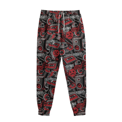 Grunge Graffiti Pattern Print Sweatpants
