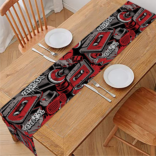 Grunge Graffiti Pattern Print Table Runner