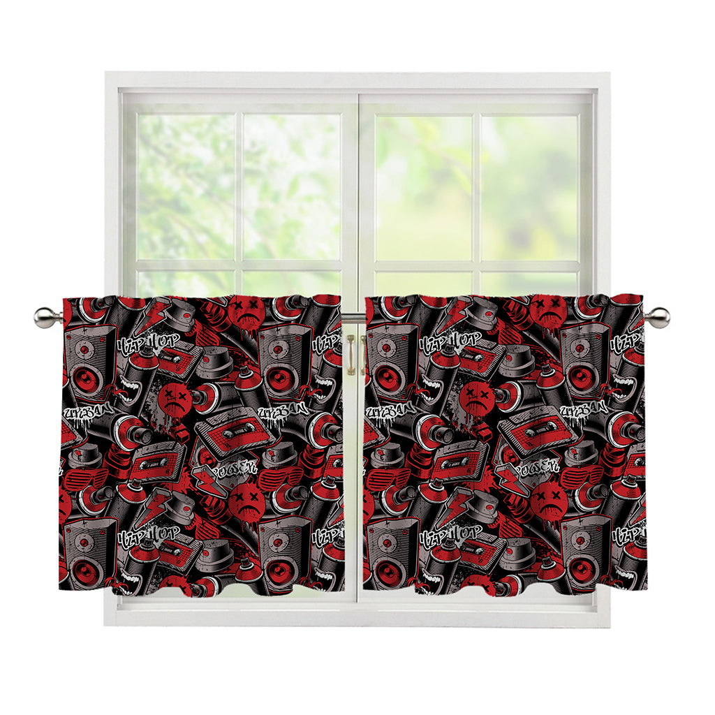 Grunge Graffiti Pattern Print Tier Curtains