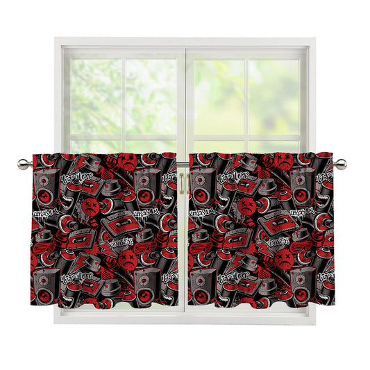 Grunge Graffiti Pattern Print Tier Curtains