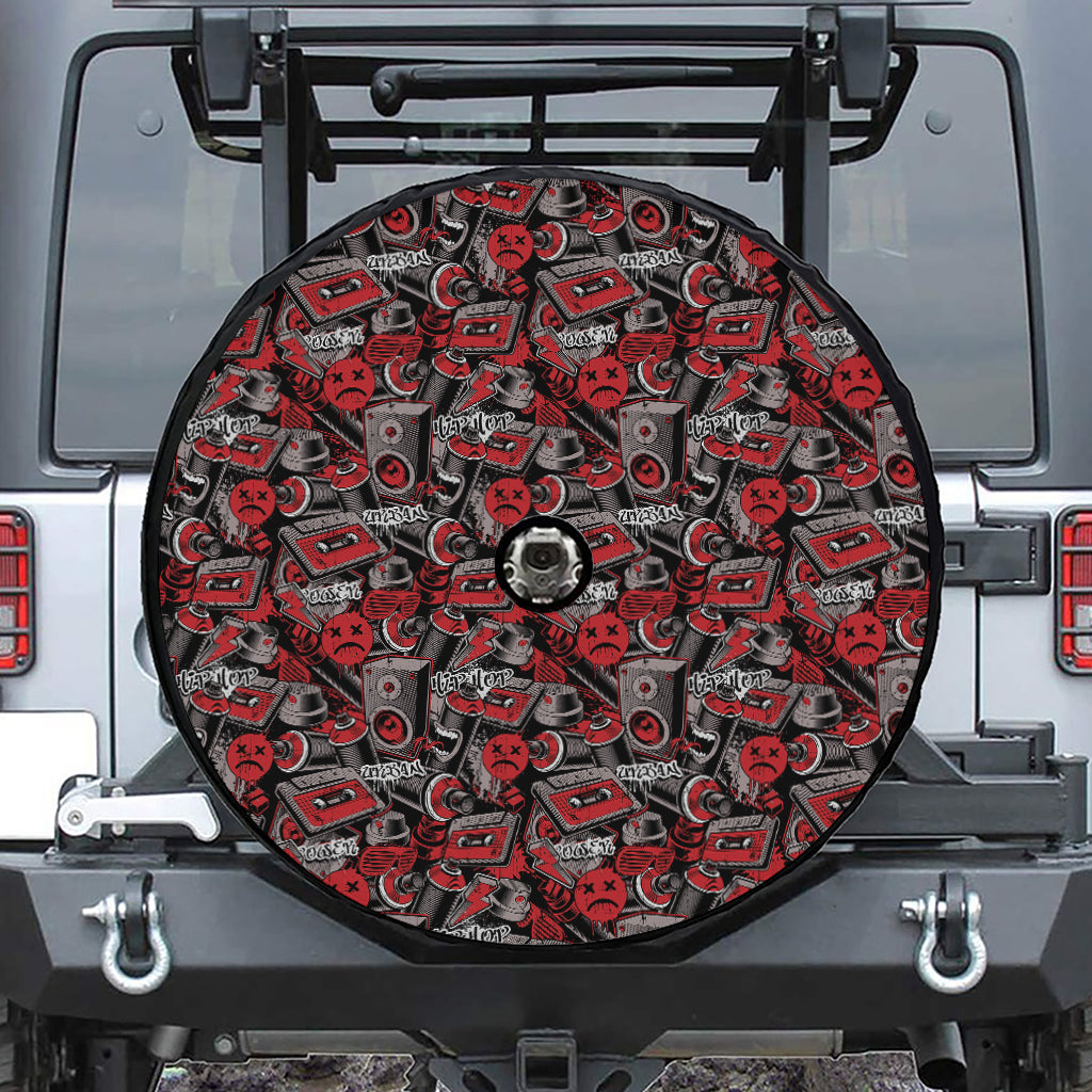 Grunge Graffiti Pattern Print Tire Cover With Camera Hole