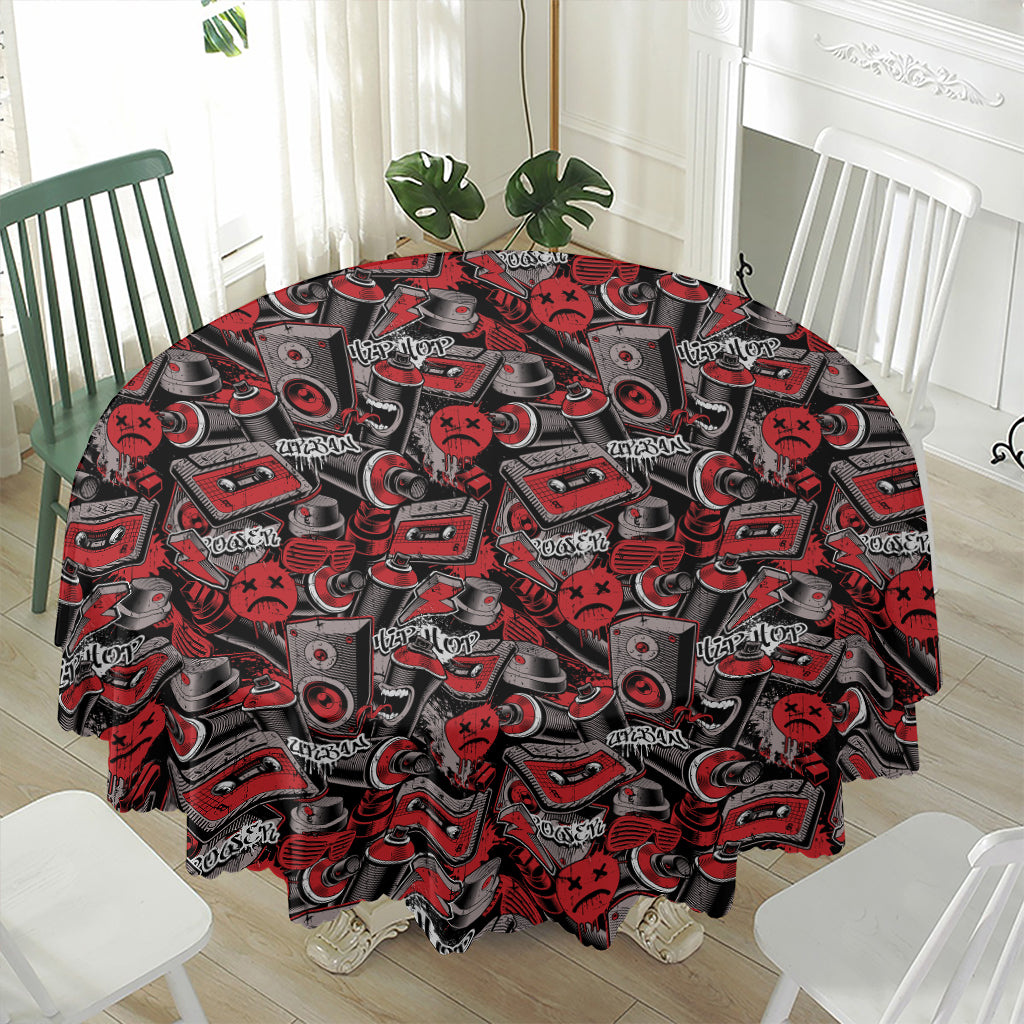 Grunge Graffiti Pattern Print Waterproof Round Tablecloth