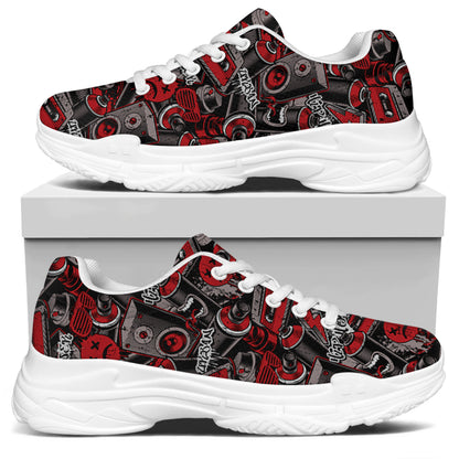 Grunge Graffiti Pattern Print White Chunky Shoes