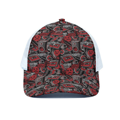 Grunge Graffiti Pattern Print White Mesh Trucker Cap