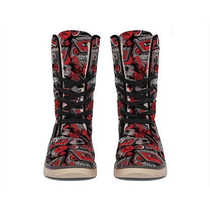 Grunge Graffiti Pattern Print Winter Boots