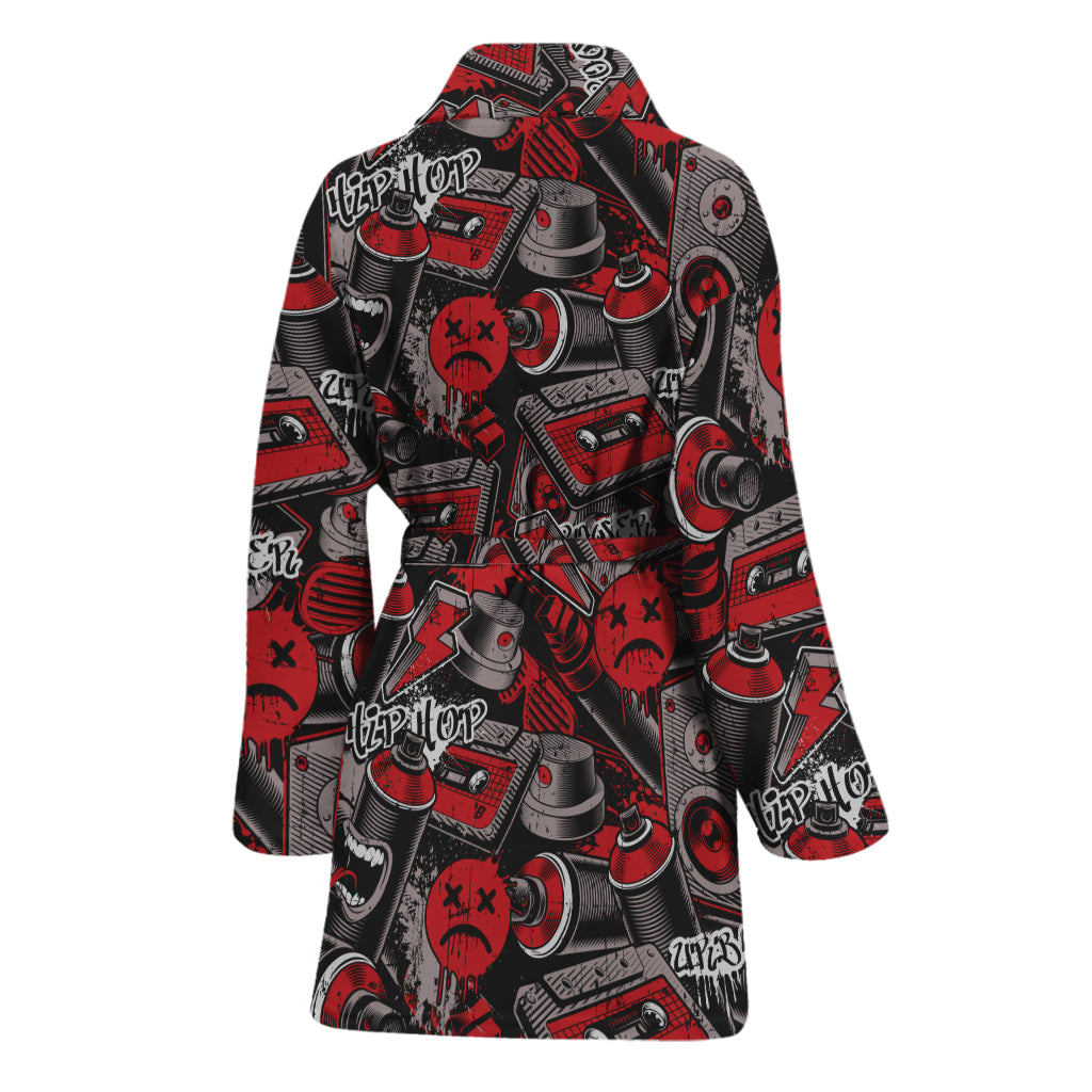 Grunge Graffiti Pattern Print Women's Bathrobe