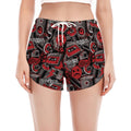 Grunge Graffiti Pattern Print Women's Split Running Shorts