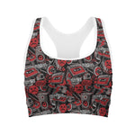 Grunge Graffiti Pattern Print Women's Sports Bra