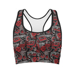 Grunge Graffiti Pattern Print Women's Sports Bra