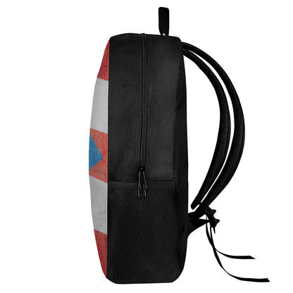 Grunge Puerto Rican Flag Print 17 Inch Backpack