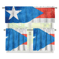 Grunge Puerto Rican Flag Print 3 Piece Kitchen Curtains