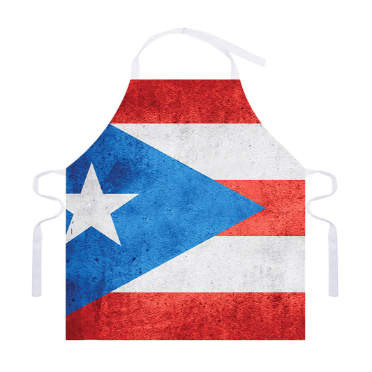 Grunge Puerto Rican Flag Print Adjustable Apron