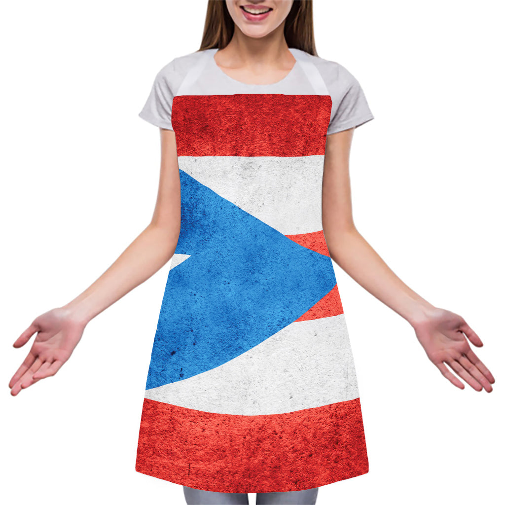 Grunge Puerto Rican Flag Print Adjustable Apron