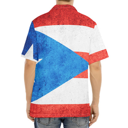 Grunge Puerto Rican Flag Print Aloha Shirt