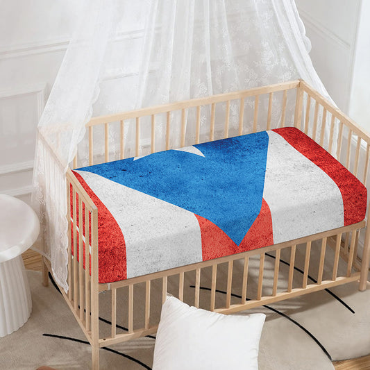 Grunge Puerto Rican Flag Print Baby Crib Sheet
