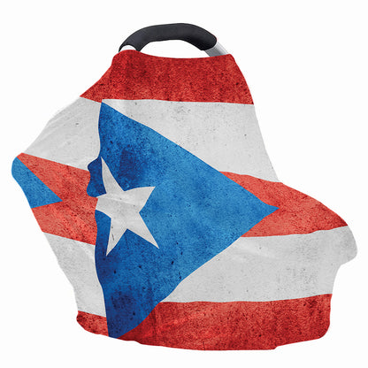 Grunge Puerto Rican Flag Print Baby Seat Cover
