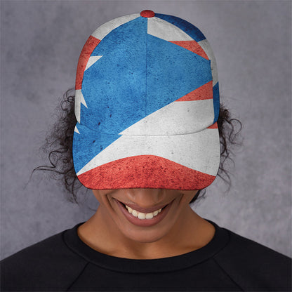 Grunge Puerto Rican Flag Print Baseball Cap
