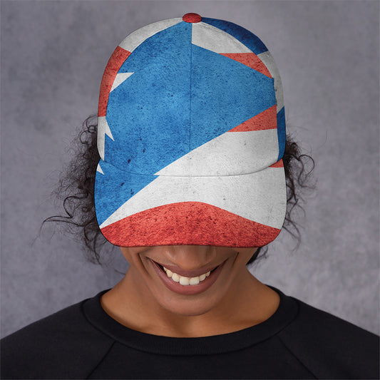 Grunge Puerto Rican Flag Print Baseball Cap