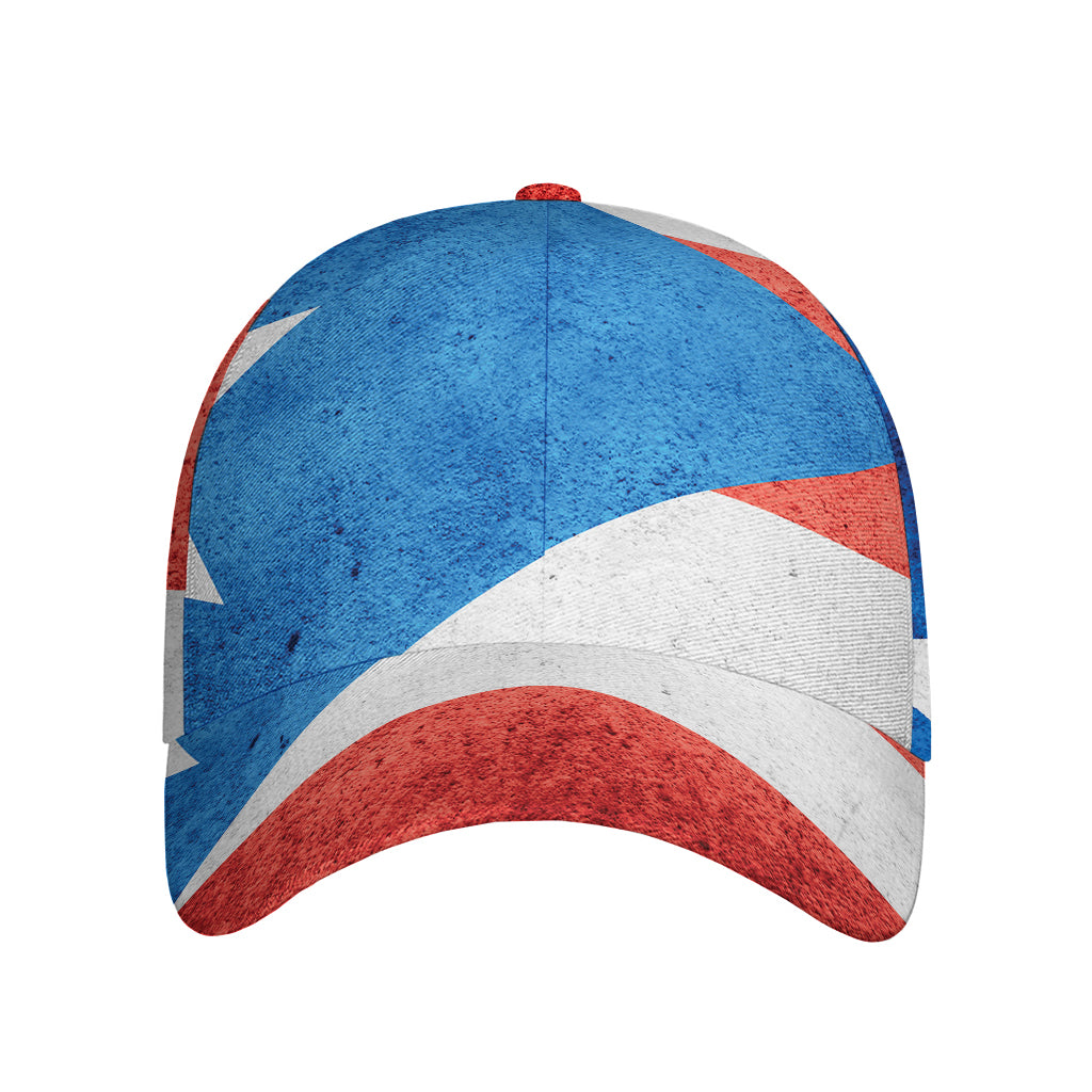 Grunge Puerto Rican Flag Print Baseball Cap