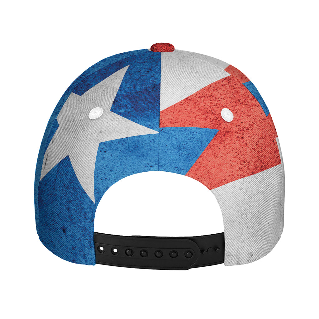Grunge Puerto Rican Flag Print Baseball Cap