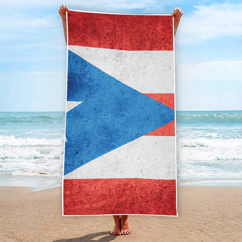 Grunge Puerto Rican Flag Print Beach Towel