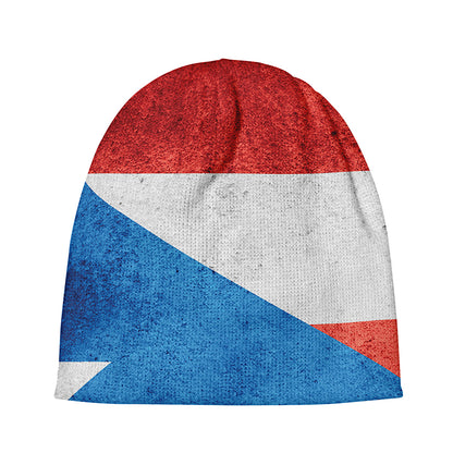Grunge Puerto Rican Flag Print Beanie