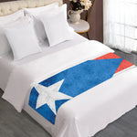 Grunge Puerto Rican Flag Print Bed Runner