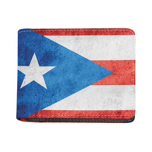 Grunge Puerto Rican Flag Print Bifold Wallet