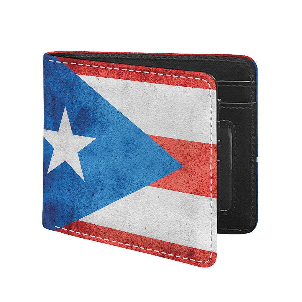 Grunge Puerto Rican Flag Print Bifold Wallet