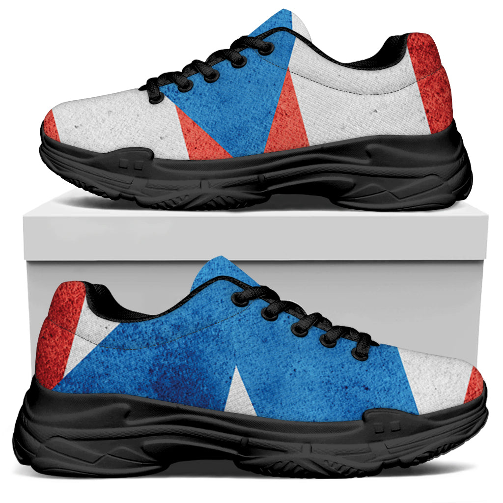 Grunge Puerto Rican Flag Print Black Chunky Shoes